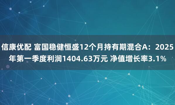 信康优配 富国稳健恒盛12个月持有期混合A：2025年第一季度利润1404.63万元 净值增长率3.1%