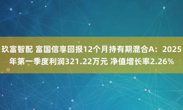 玖富智配 富国信享回报12个月持有期混合A：2025年第一季度利润321.22万元 净值增长率2.26%