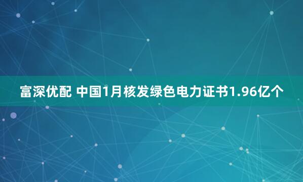 富深优配 中国1月核发绿色电力证书1.96亿个